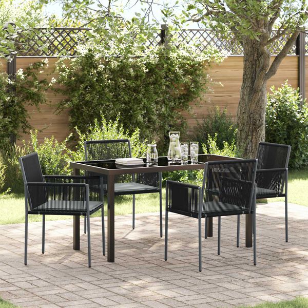 vidaXL Garten Essgruppe 5 pcs Schwarz PE-Rattan