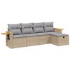vidaXL 5-tlg. Garten-Sofagarnitur mit Kissen Beige Poly Rattan