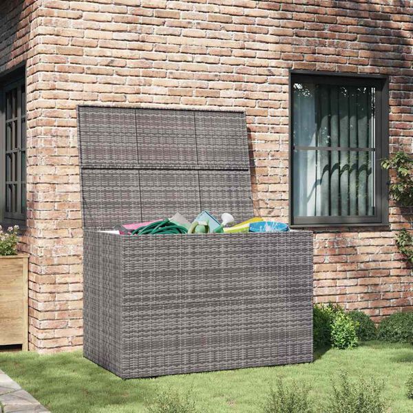 vidaXL Garden-Auflagenbox Grau 150x100x100 cm Poly Rattan