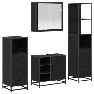 vidaXL Badezimmerm&ouml;bel-Set 4 stk. Schwarz Eichen-Optik 65 x 33 x 60 cm