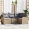 vidaXL Gartensofa-set mit Kissen 4 pcs Beige und Hellgrau Poly-Rattan