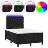 vidaXL Boxspringbett mit Matratze & LED Schwarz 120x190 cm Samt