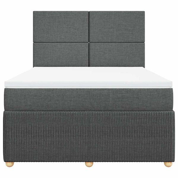 vidaXL Boxspringbett mit Matratze Dunkelgrau 160x200 cm Stoff