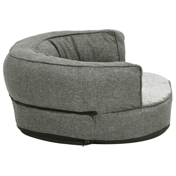 vidaXL Hundematratze Ergonomisch 75x53 cm Leinenoptik Fleece Grau