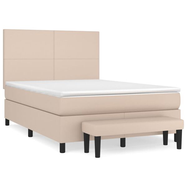 vidaXL Boxspringbett Matratze Cappuccino-Braun 140x200cm Kunstleder