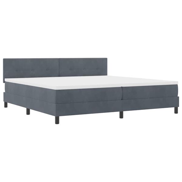 vidaXL Boxspringbett mit Matratze Dunkelgrau 200 x 200 cm Samt