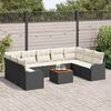 vidaXL Gartensofa-set mit Kissen 10 pcs Schwarz Poly-Rattan