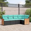 vidaXL 5-teiliges Gartensofa-Set mit Kissen, schwarzes Polyrattan