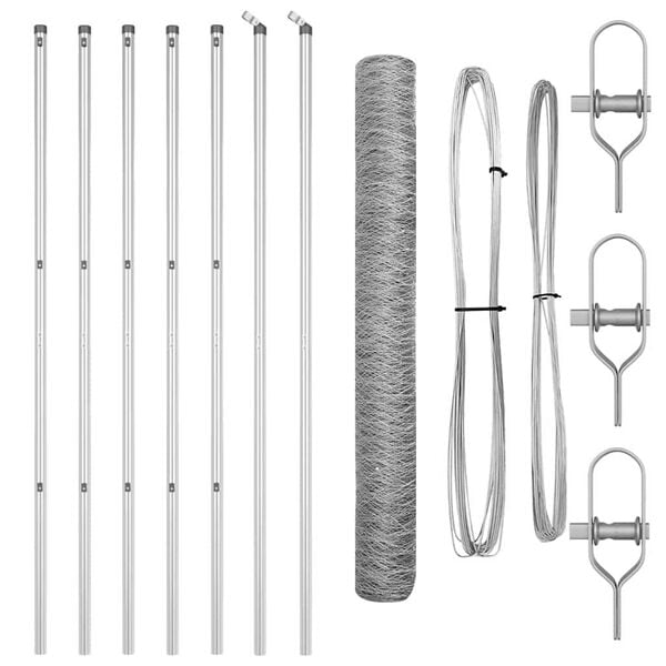 vidaXL Zaunpfosten Silber 10 x 1,2 m (50 mm Maschen) Stahl