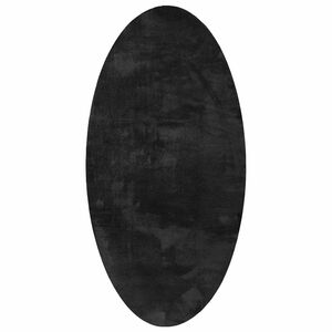 vidaXL Bereichsteppiche Oval HUARTE Schwarz 80 x 150 cm 100 %Polyester