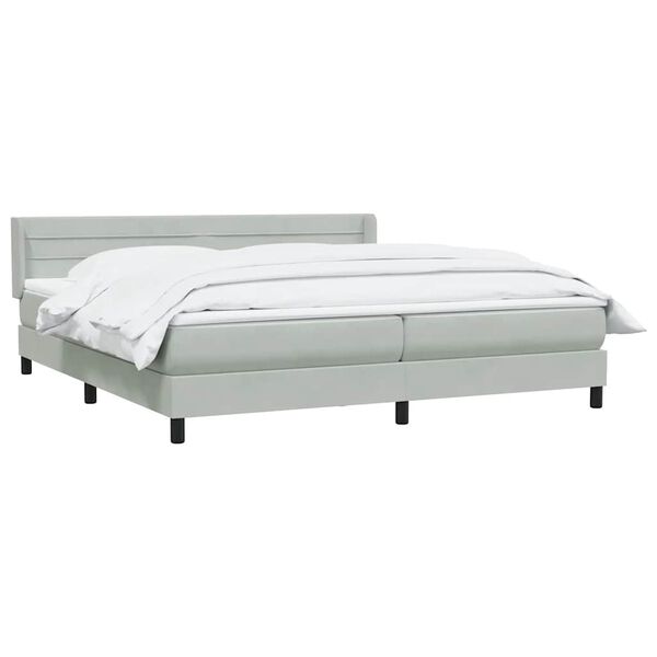 vidaXL Boxspringbett mit Matratze Hellgrau 180x220 cm Samt