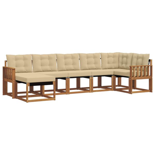 vidaXL Outdoor-Sofagarnitur mit Kissen 7 pcs Natur und Beige