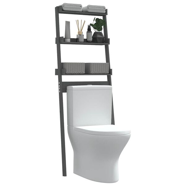 vidaXL Toilettenregal Grau 63,5x32x179 cm Massivholz Kiefer