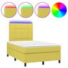 vidaXL Boxspringbett mit Matratze & LED Gr&uuml;n 120x200 cm Stoff