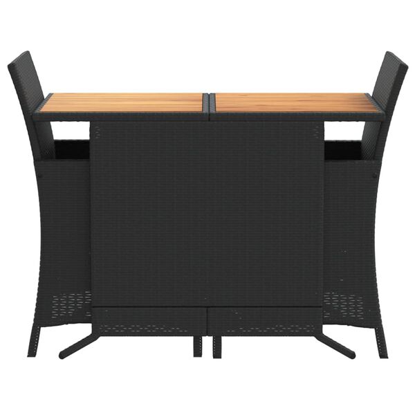 vidaXL 3-tlg. Bistro-Set mit Kissen Schwarz Poly Rattan
