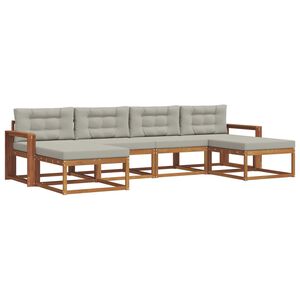 vidaXL Outdoor-Sofagarnitur mit Kissen 6 pcs Nat&uuml;rlich und Hellgrau