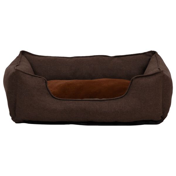 vidaXL Hundebett Braun 85,5x70x23 cm Fleece Leinenoptik
