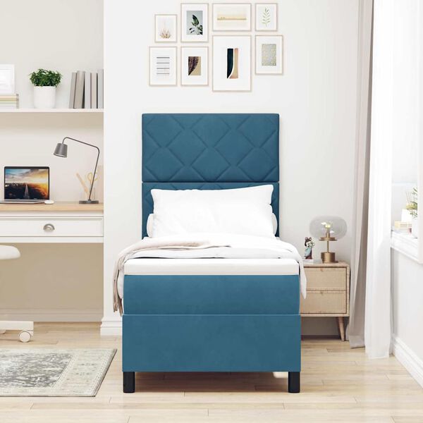 vidaXL Boxspringbett mit Matratze Dunkelblau 80 x 200 cm Stoff