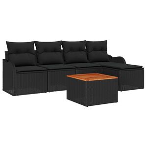 vidaXL Gartensofa-set mit Speicher 6 pcs Schwarz Poly-Rattan