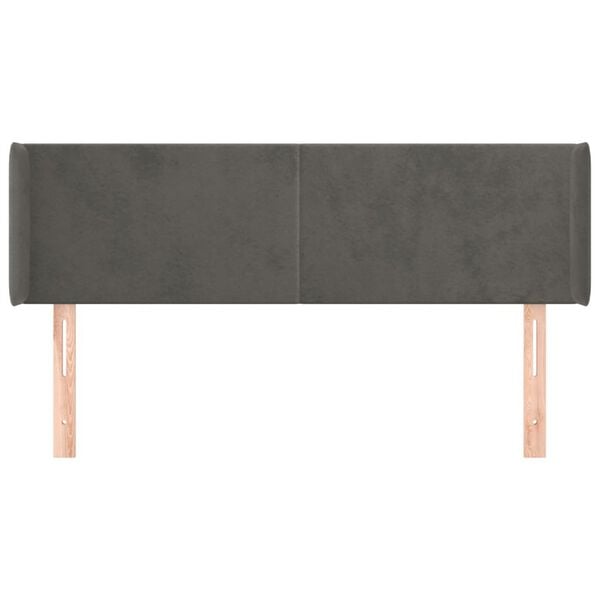 vidaXL Kopfteil mit Ohren Dunkelgrau 147x16x78/88 cm Samt