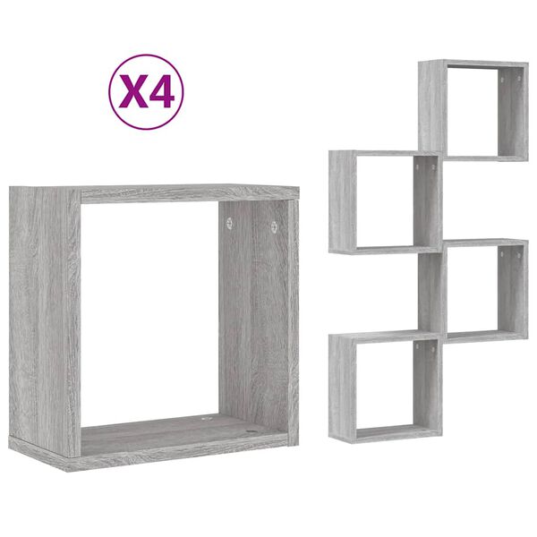 vidaXL W&uuml;rfelregale 4 Stk. Grau Sonoma 30x15x30 cm