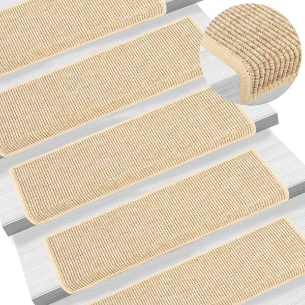 vidaXL Stufenmatten 15 Stk. 65x21x4 cm Hellbeige Rechteckiger Rand