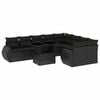 vidaXL 10-tlg. Garten-Sofagarnitur mit Kissen Schwarz Poly Rattan