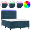 vidaXL Boxspringbett mit Matratze & LED Dunkelblau 140x190 cm Samt