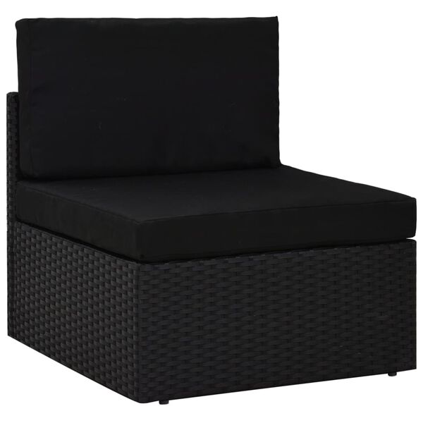 vidaXL 5-tlg. Garten-Lounge-Set mit Kissen Schwarz Poly Rattan