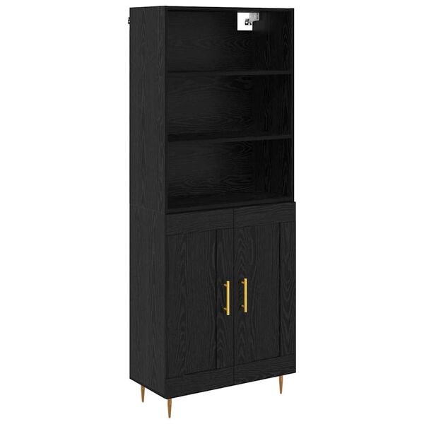vidaXL Highboard Schwarz Eichen-Optik 69,5 x 34 x 180 cm Holzwerkstoff