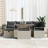 vidaXL Garten-Sofa-Set mit Kissen 7 pcs Hellgrau Poly Rattan