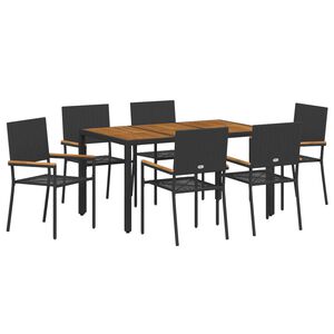 vidaXL Garten Essgruppe 7 pcs Schwarz Poly-Rattan