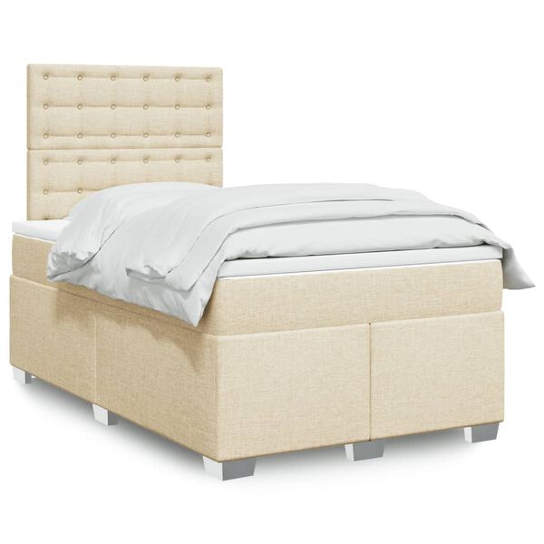 vidaXL Boxspringbett mit Matratze Creme 120x200 cm Stoff