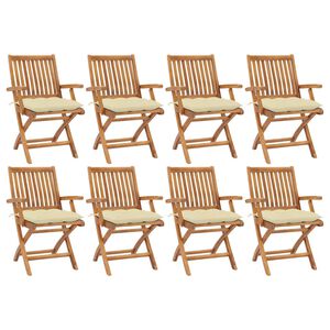 vidaXL Klappst&uuml;hle mit Kissen, 8-teilig, Massivholz Teakholz