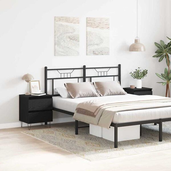 vidaXL Nachttisch 2 pcs Schwarze Eiche 40 x 35 x 50 cm Holzwerkstoff