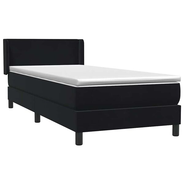 vidaXL Boxspringbett mit Matratze Schwarz 80x210 cm Samt