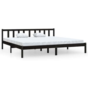 vidaXL Massivholzbett Schwarz Kiefer 200x200 cm