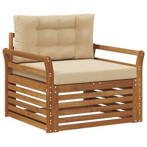 vidaXL Outdoor-Sofa Massives Akazienholz und Polyester Natur und Beige