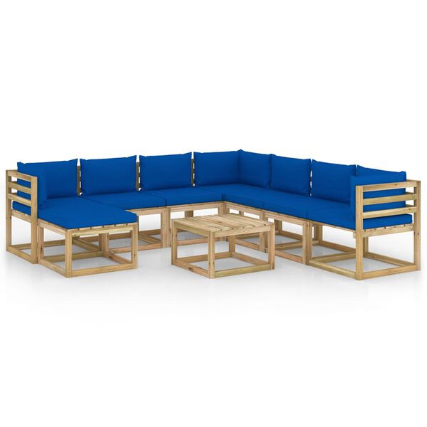 vidaXL 9-tlg. Garten-Lounge-Set mit Kissen Impr&auml;gniertes Kiefernholz