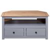 vidaXL TV-Eckschrank Grau 93 x 49 x 49 cm Massivholz Panama-Kiefer