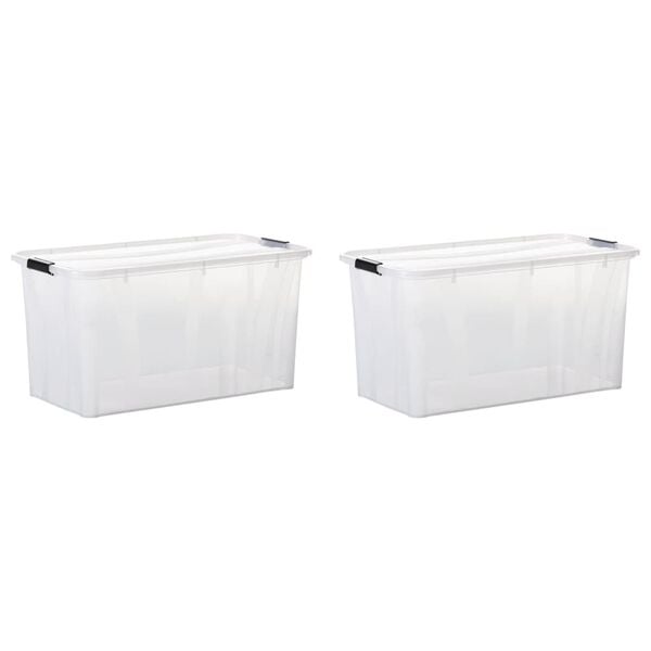 vidaXL Aufbewahrungsboxen mit Deckeln 2 Stk. Transparent 80 L