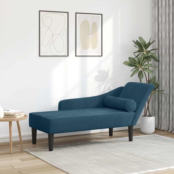 vidaXL Chaiselongue mit Kissen Blau Samt