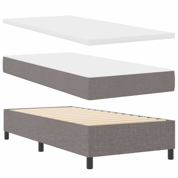 vidaXL Boxspringbett mit Kopfteil Taupe 90 x 200 cm Stoff