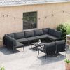vidaXL Gartensofa-set mit Kissen 9 pcs Schwarz Stahl