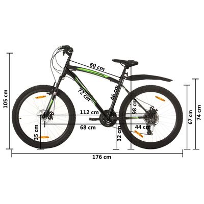 vidaXL Mountainbike 21 Gang 26 Zoll Rad 46 cm Schwarz