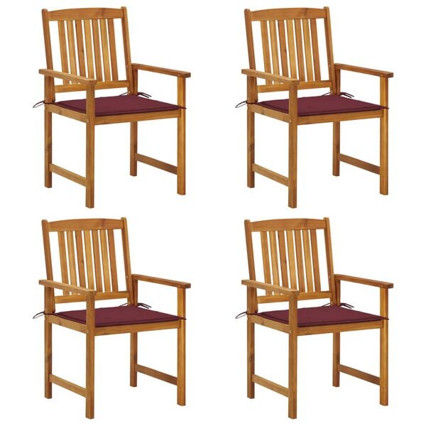 vidaXL Gartenst&uuml;hle mit Kissen 4 Stk. Massivholz Akazie