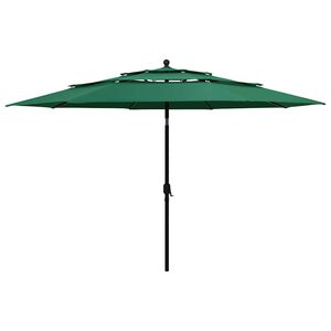 vidaXL Sonnenschirm mit Aluminium-Mast 3-lagig Gr&uuml;n 3,5 m