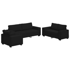 vidaXL 3-tlg. Sofagarnitur mit Kissen Schwarz Stoff