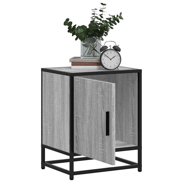 vidaXL Nachttische 2 Stk. Grau Sonoma 40x31x50 cm Holzwerkstoff Metall