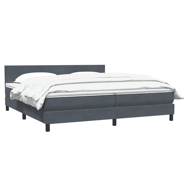 vidaXL Boxspringbett mit Matratze Dunkelgrau 200x210 cm Samt